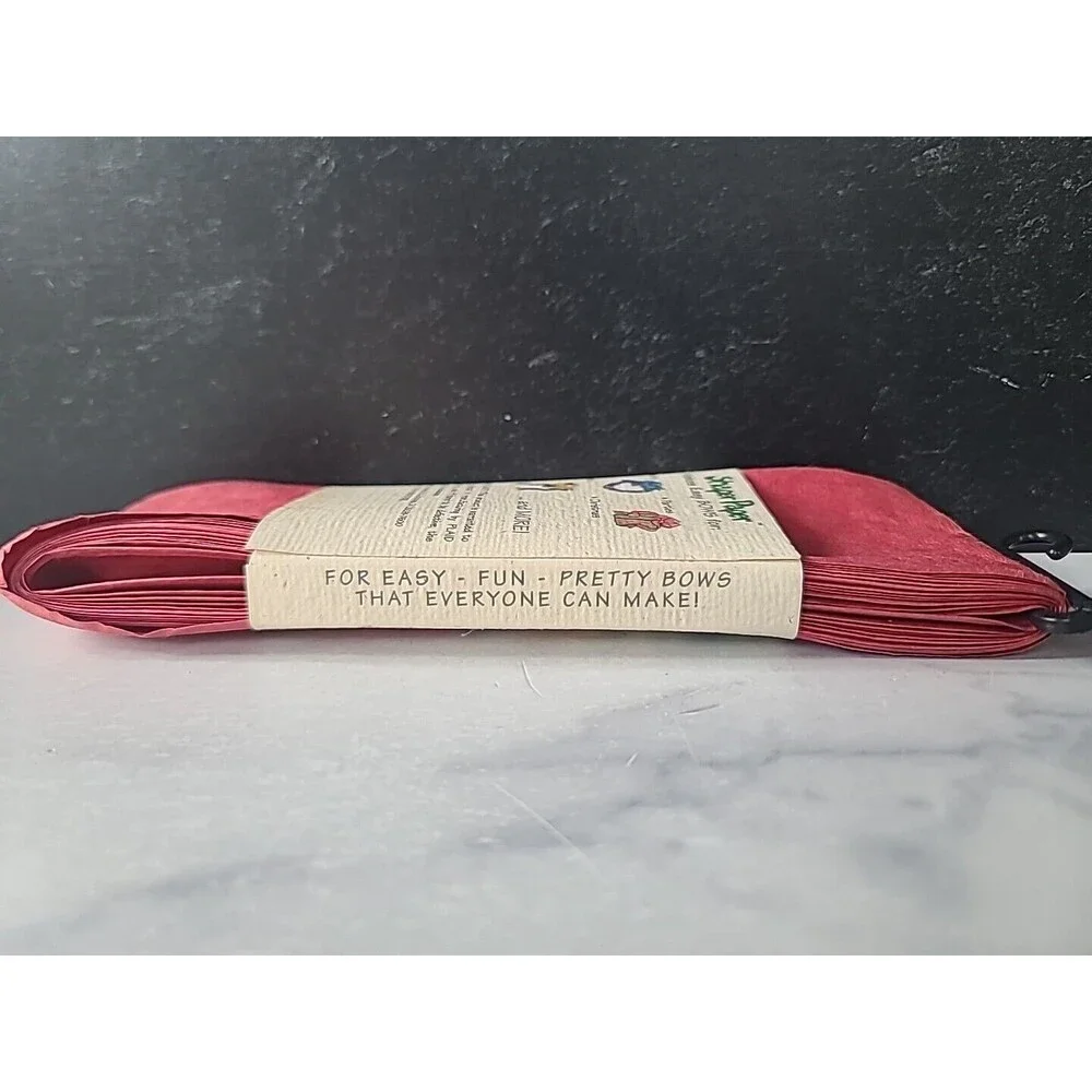 Plaid Shaper Paper Red Wire-Edged Paper Ribbon, Vintage READ